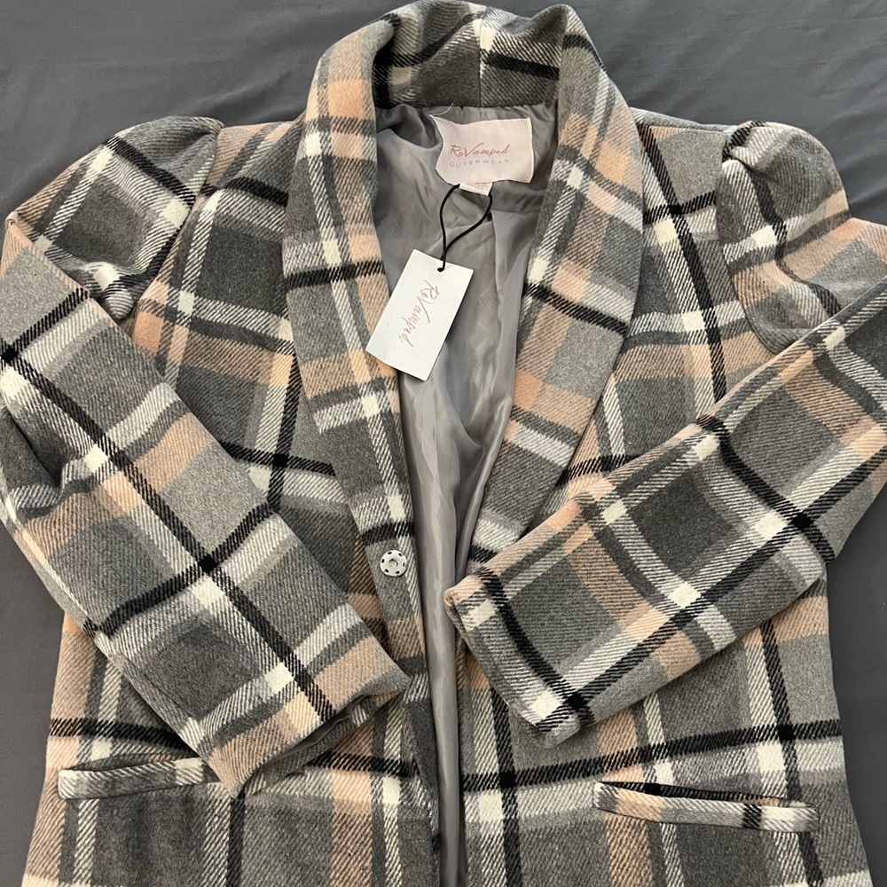 Plaid Coat Grey/Pink